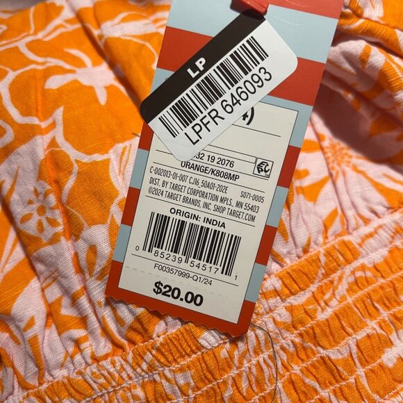 Cat & Jack Girls Floral Sundress XL (14). Orange & White Cotton/Spandex Blend. - Picture 8 of 8